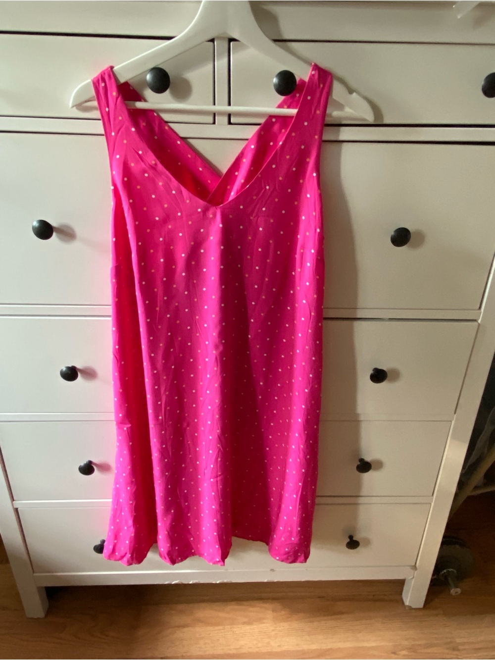 LOFT Hot Pink Polka Dot Slip Dress